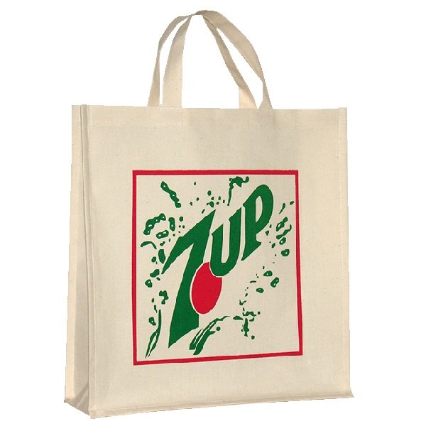 Vertical Cotton Canvas Shopping Bag with Short Handle