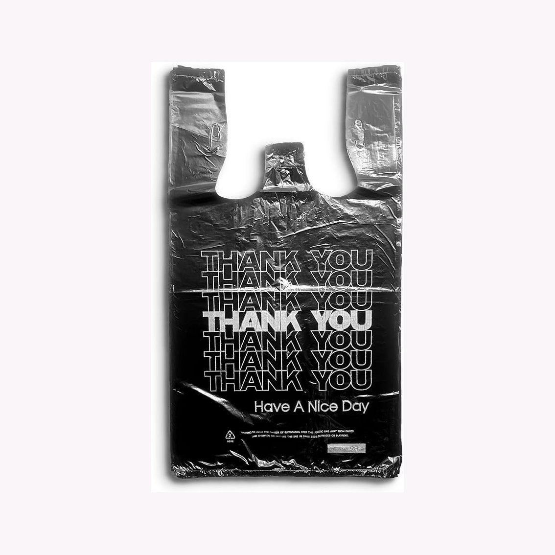 Bags 1/6 Black 21 x 6.5 x 11.5 "Thank You" T-Shirt Plastic Grocery Shopping Bags,Merchandise Bags