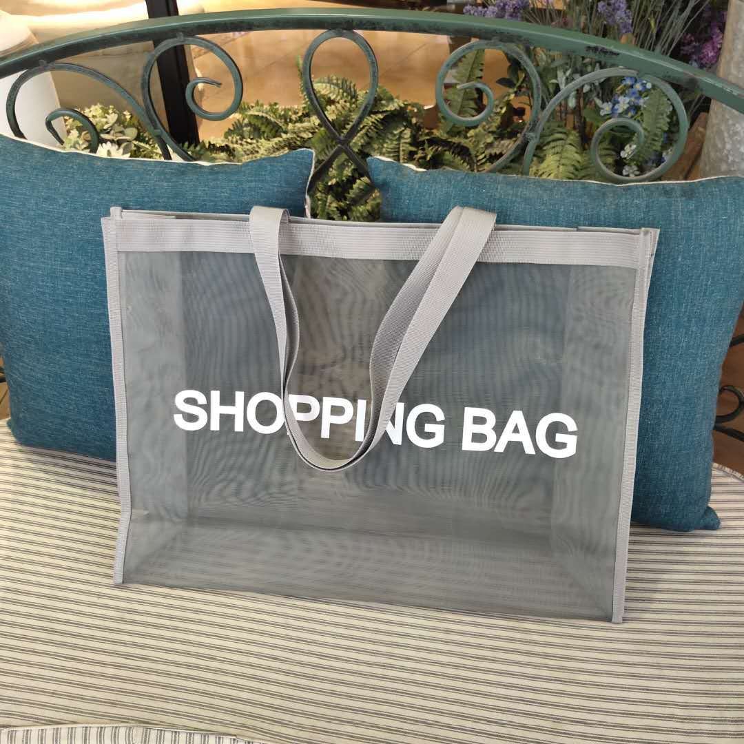 Custom Large Mesh Beach Tote Bag Nylon Mesh Shopping Bag with Logo