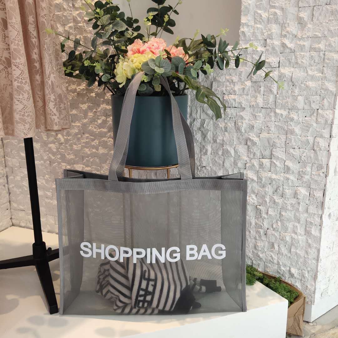 Custom Large Mesh Beach Tote Bag Nylon Mesh Shopping Bag with Logo
