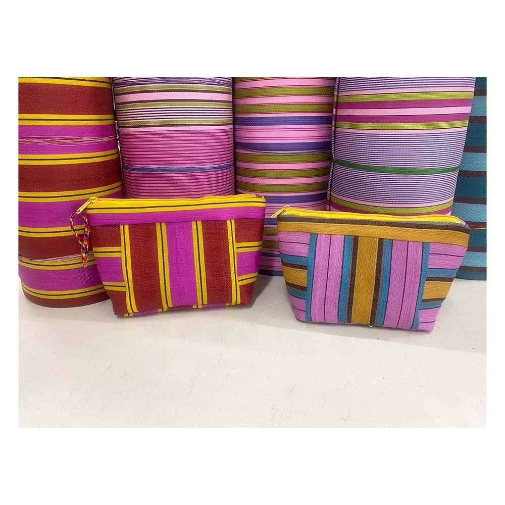 Wholesale Sustainable Eco-Friendly Recycled Plastic Cosmetic Toiletry Pouch Bag Nylon Tote Shopping Bag with Custom Logo Pattern