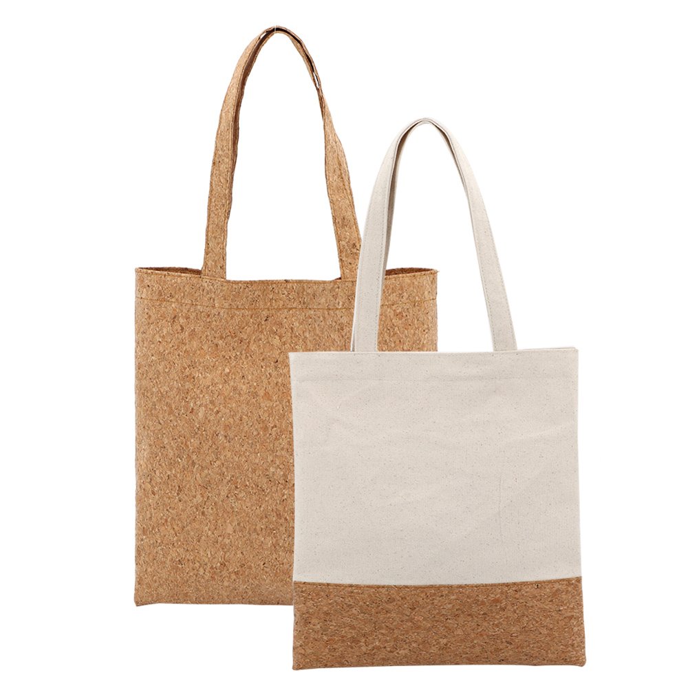 Promotional Canvas with Wood Grain Cork Tote Bag Unique Gift Fashion Unisex Eco Friendly Cotton Canvas Shopping Bag