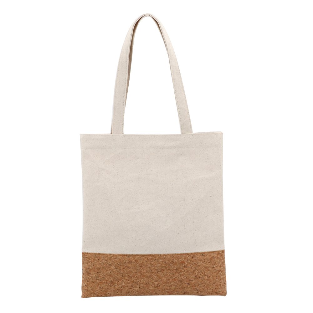Promotional Canvas with Wood Grain Cork Tote Bag Unique Gift Fashion Unisex Eco Friendly Cotton Canvas Shopping Bag