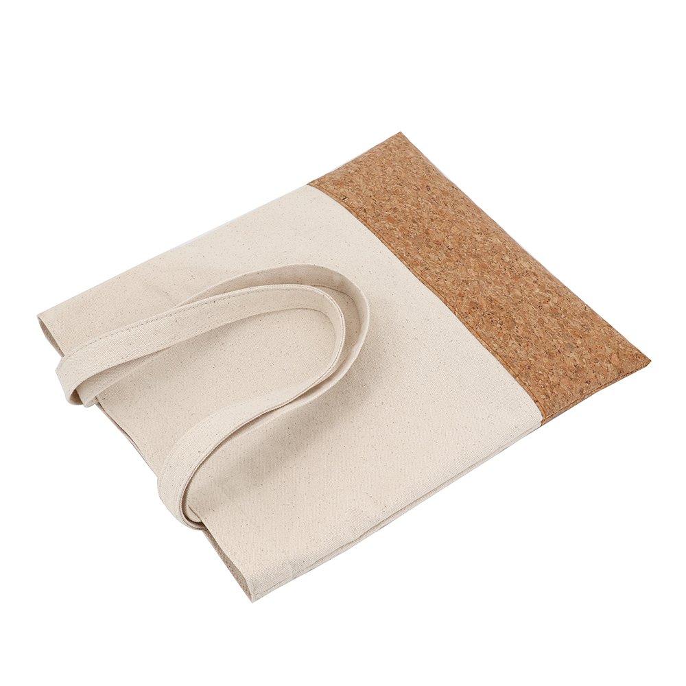 Promotional Canvas with Wood Grain Cork Tote Bag Unique Gift Fashion Unisex Eco Friendly Cotton Canvas Shopping Bag