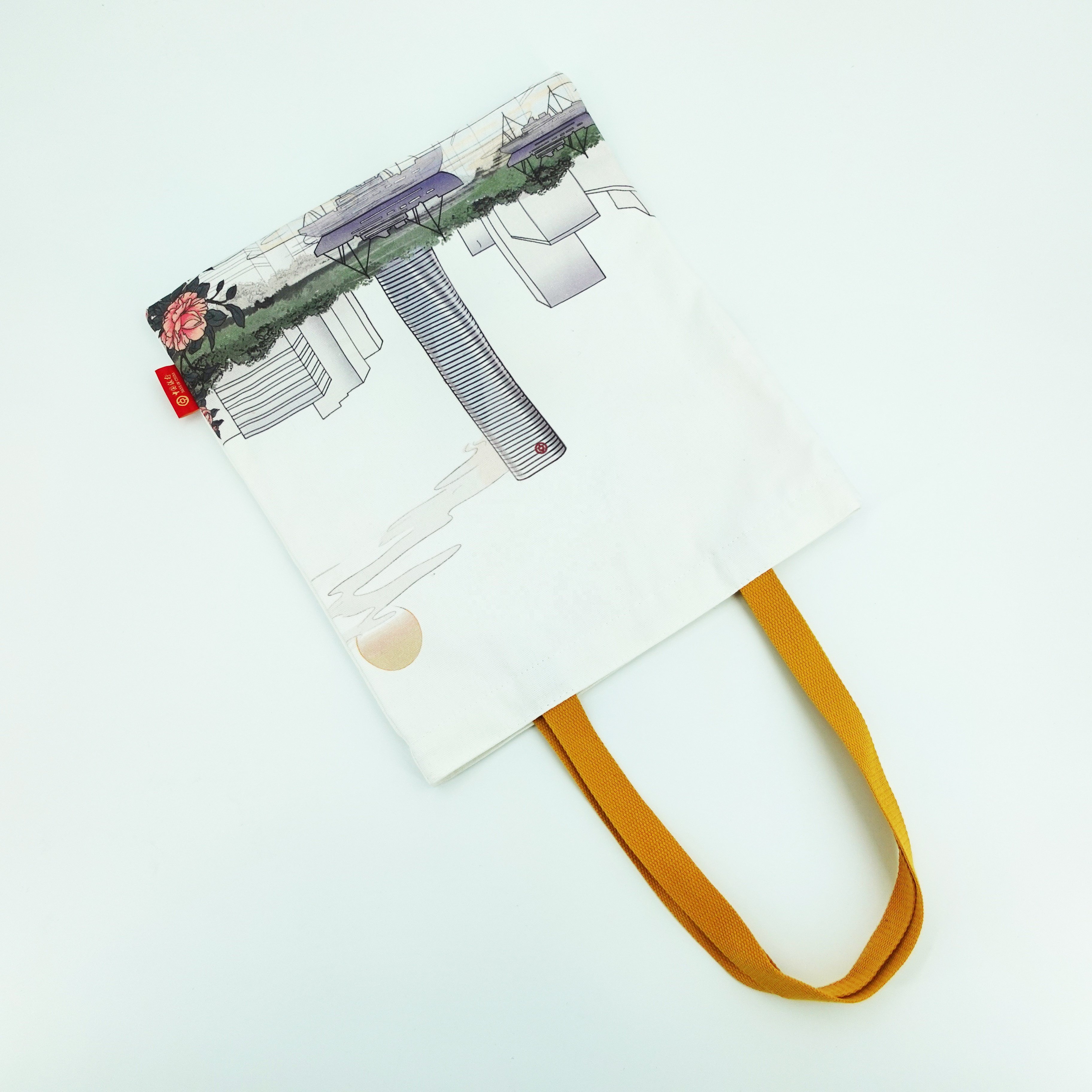 custom logo cotton canvas tote shopping bag with zipper closed pocket