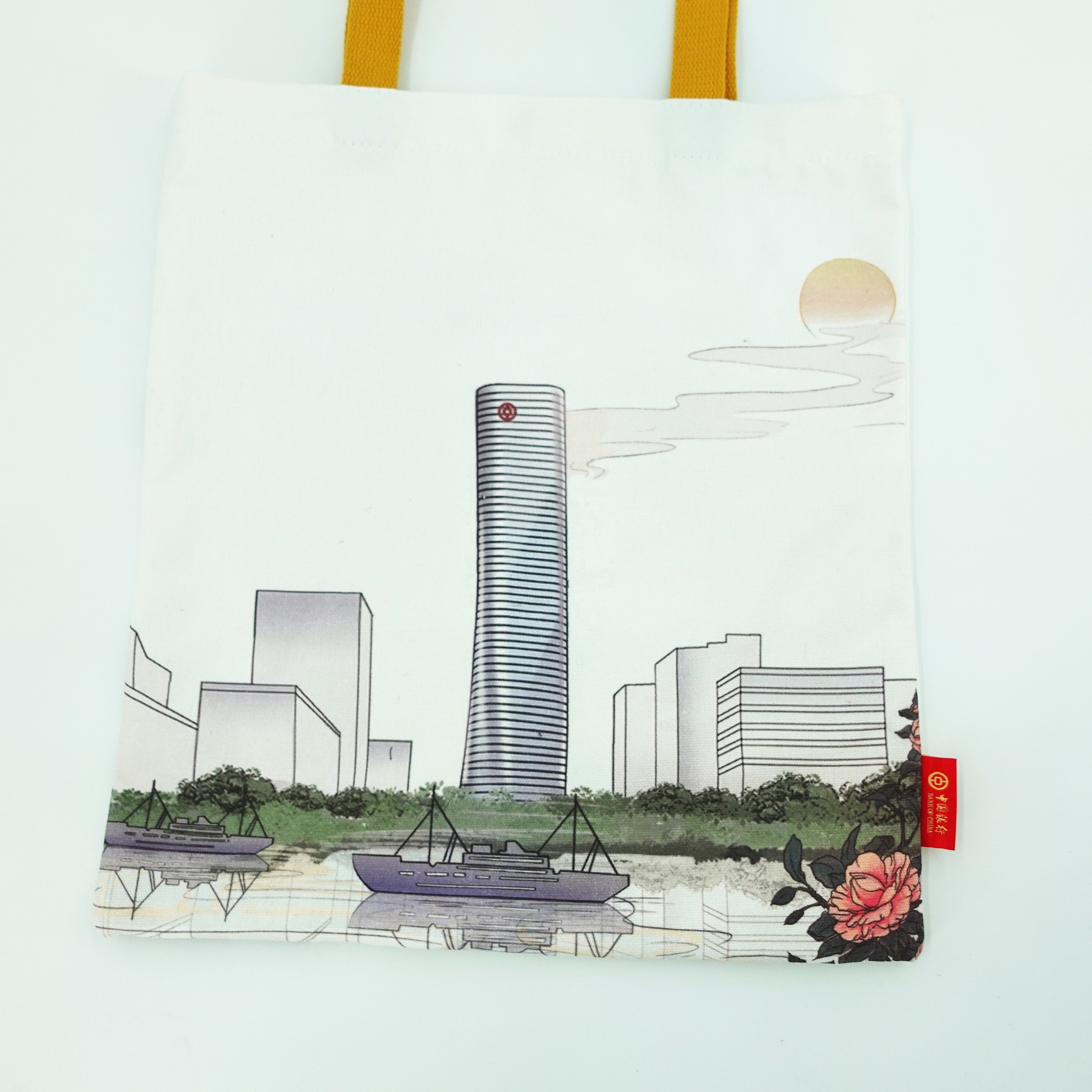 custom logo cotton canvas tote shopping bag with zipper closed pocket