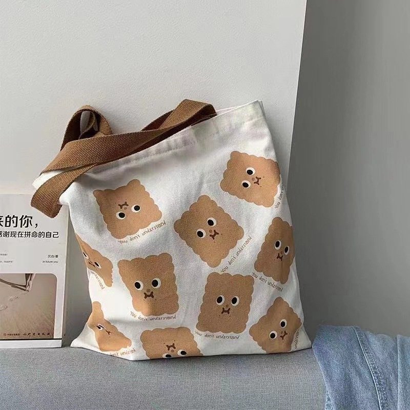Flower Cotton Shopping Hand bag Korean Style Simple Canvas Shoulder Bag Girl Large Capacity Tote Canvas Bag