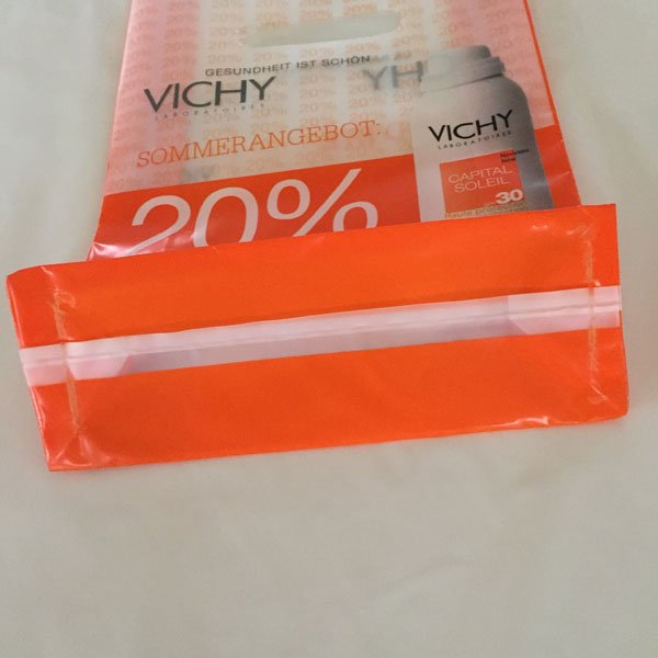 thick HDPE side gusset transparent square bottom die cut handle plastic shopping bag