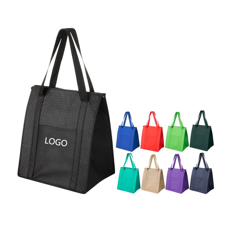 New Custom print hot pressed non woven insulated tote cooler bag insulated grocery shopping bags
