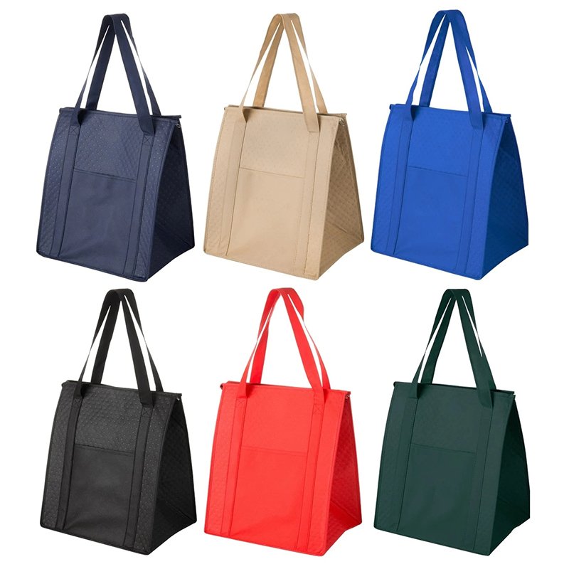New Custom print hot pressed non woven insulated tote cooler bag insulated grocery shopping bags