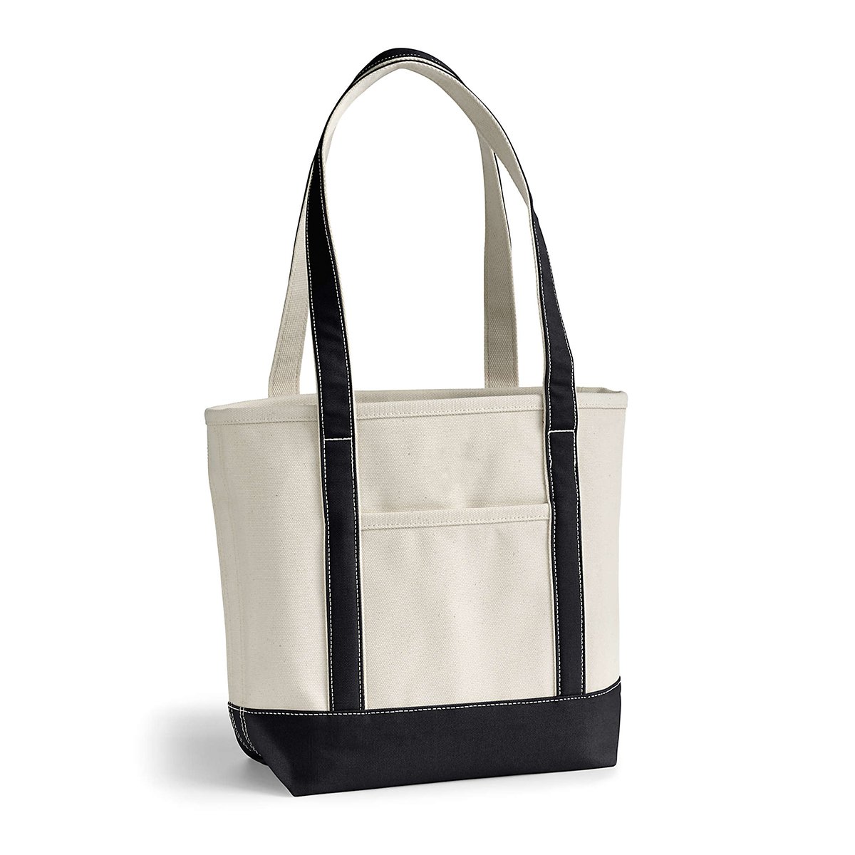 Custom Premium Heavy Duty Open Top Long Shoulder Cotton Canvas Tote Bag Natural Canvas Shopping Bag With Pocket