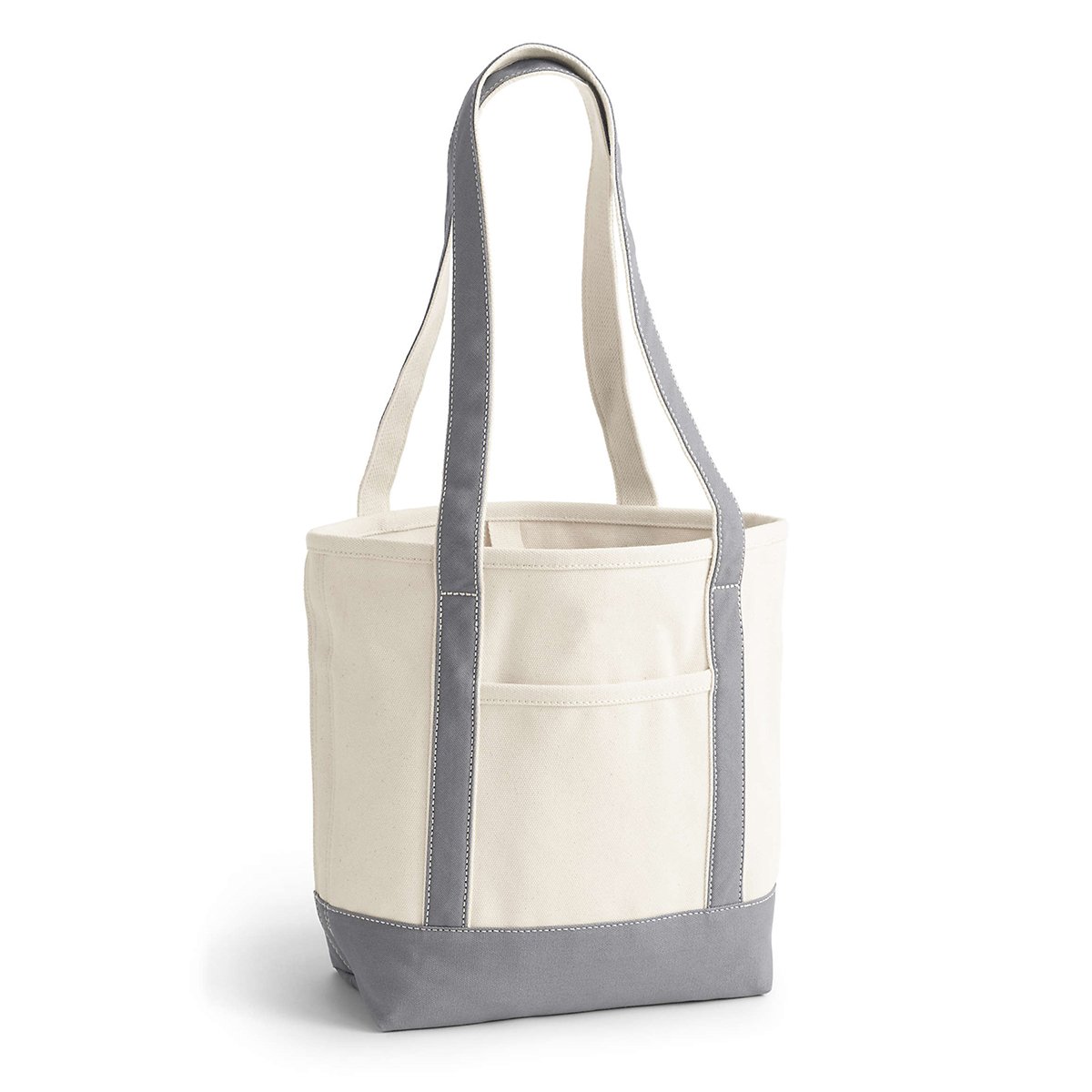 Custom Premium Heavy Duty Open Top Long Shoulder Cotton Canvas Tote Bag Natural Canvas Shopping Bag With Pocket