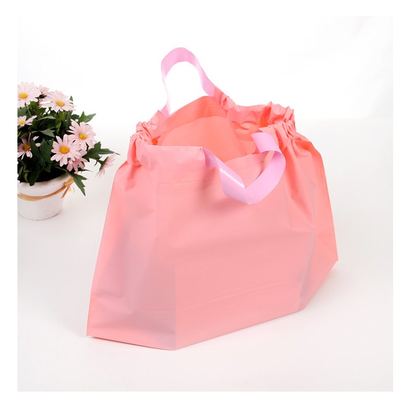 Custom Logo Die Cut Plastic Bag LDPE Clothing Shoes Gift Thank You Packaging Bag Wholesale PVC Handle Shopping Bag