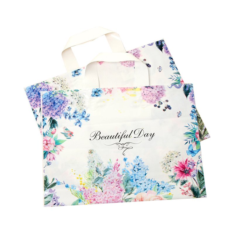 Custom Logo Die Cut Plastic Bag LDPE Clothing Shoes Gift Thank You Packaging Bag Wholesale PVC Handle Shopping Bag