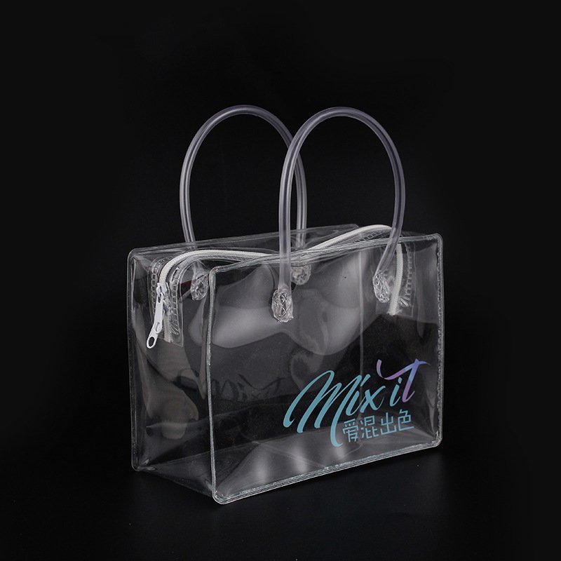 No Color Clear Pvc Shopping Bag Custom Logo Plastic Bags Transparent Beach Gift Tote Bag