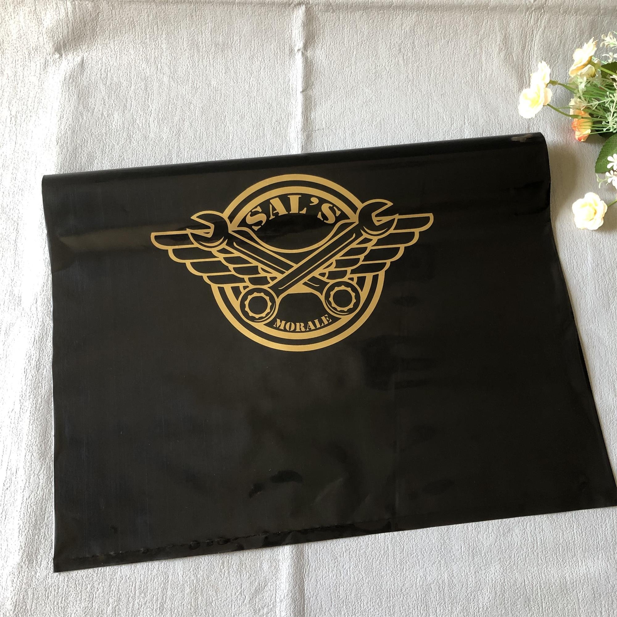 Custom printed your gold logo extra large black plastic shopping pvc tote bags with handle