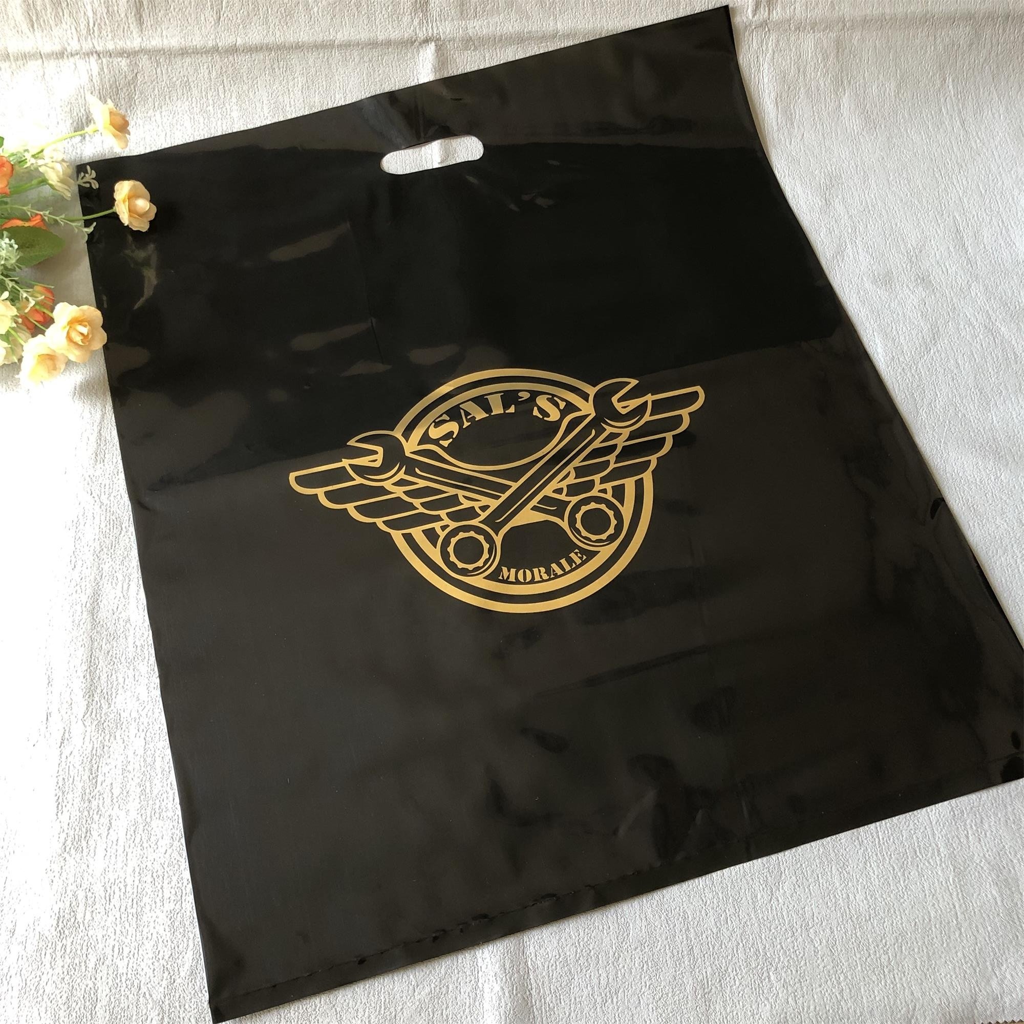 Custom printed your gold logo extra large black plastic shopping pvc tote bags with handle