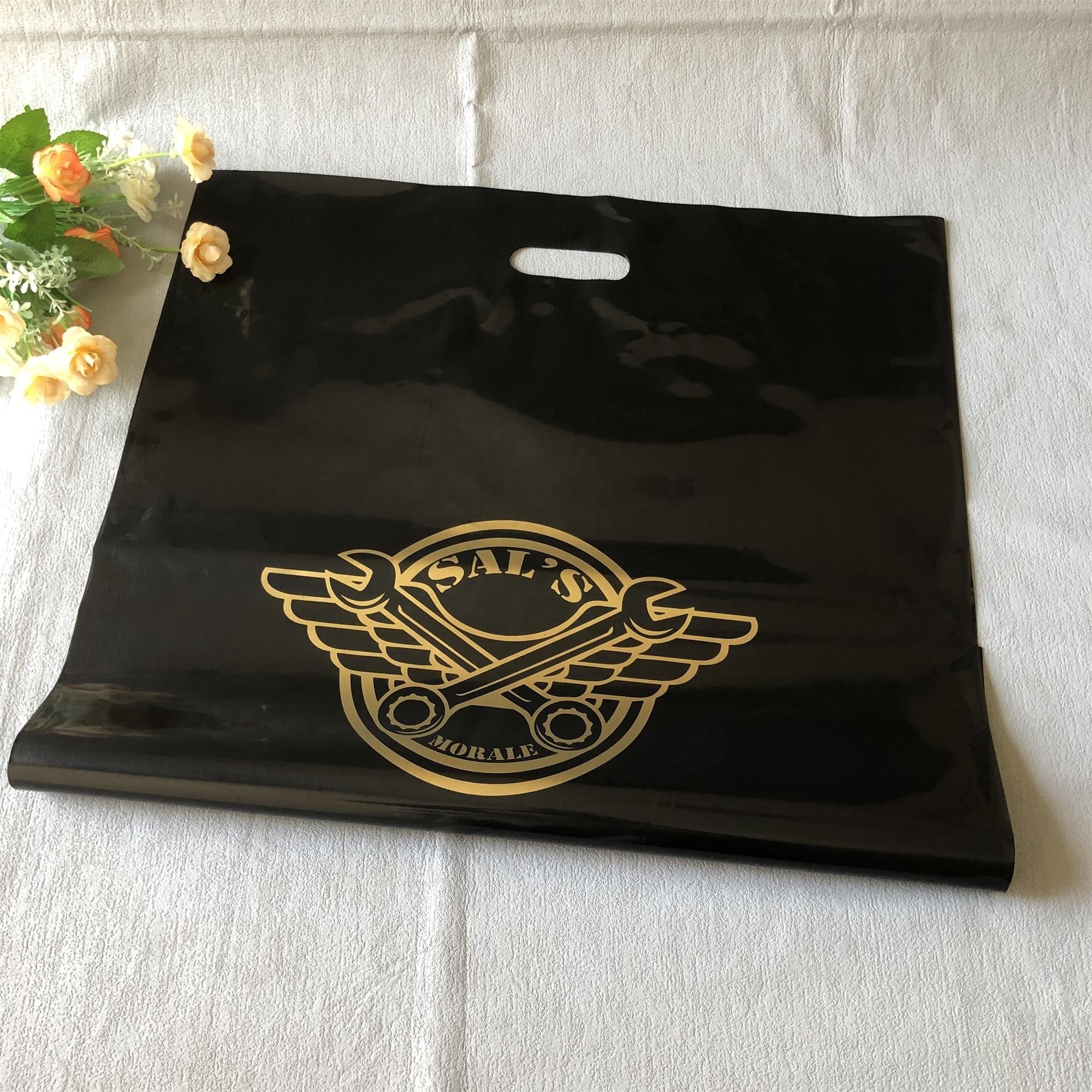 Custom printed your gold logo extra large black plastic shopping pvc tote bags with handle