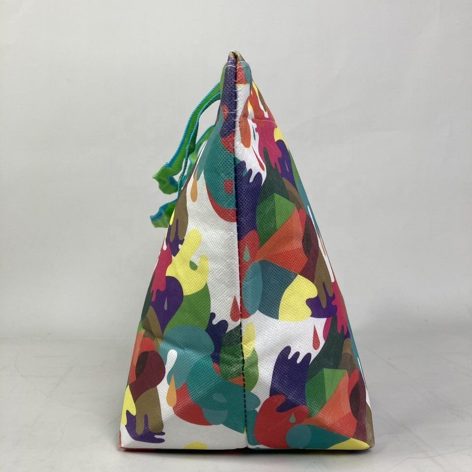 Customized New Recycle 600d Nylon Cooler Bag With Rope Handles Insulated Tote Shopping Bag With Aluminum foil
