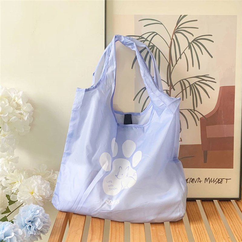 custom ripstop washable 190T 210D polyester grocery folding tote bag reusable rpet foldable grocery shopping bag