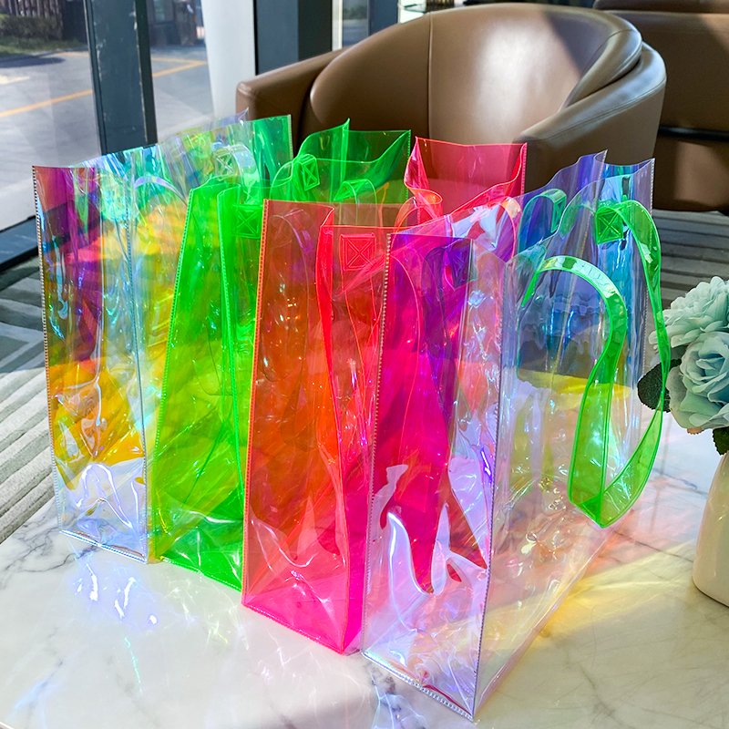 Customized Transparent Phantom PVC Jelly Candy Handbag Fashion Cartoon Jelly Handbag Recycling Plastic Shopping Bag