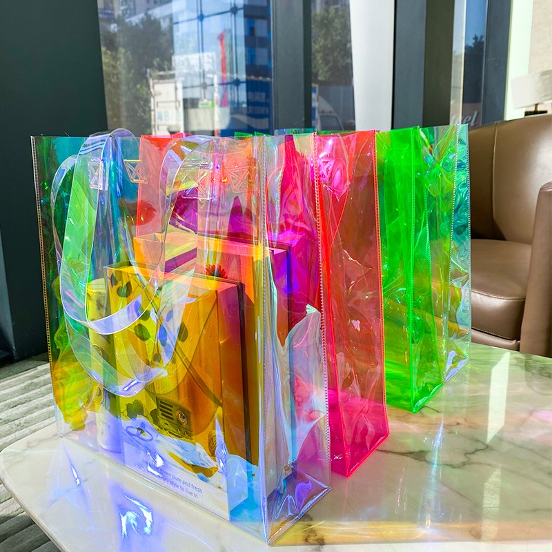 Customized Transparent Phantom PVC Jelly Candy Handbag Fashion Cartoon Jelly Handbag Recycling Plastic Shopping Bag