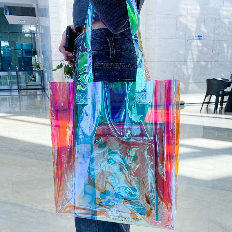 Customized Transparent Phantom PVC Jelly Candy Handbag Fashion Cartoon Jelly Handbag Recycling Plastic Shopping Bag