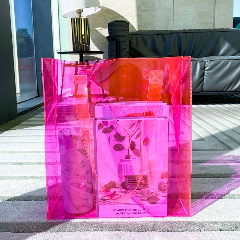 Customized Transparent Phantom PVC Jelly Candy Handbag Fashion Cartoon Jelly Handbag Recycling Plastic Shopping Bag