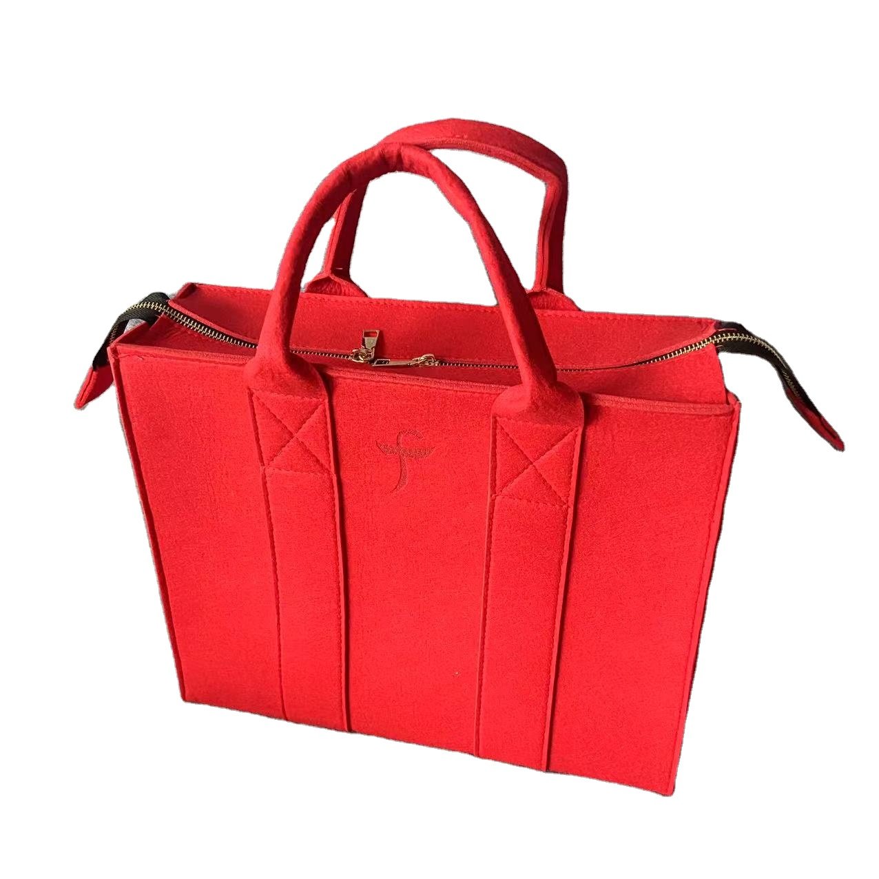 Cheap Custom Recyclable Wool Felt Shopping Bag Felt Tote Bag Women Hand bag with zipper