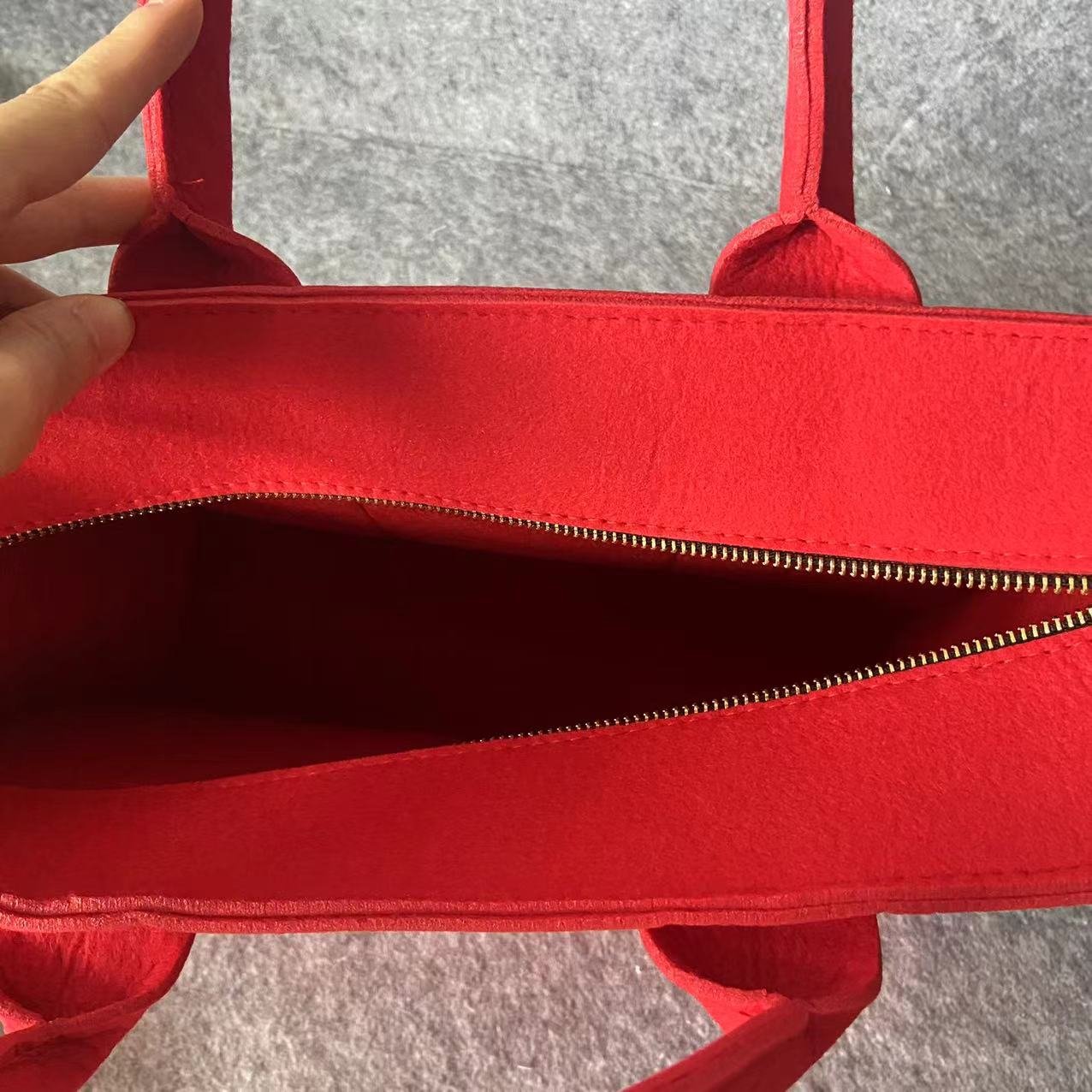 Cheap Custom Recyclable Wool Felt Shopping Bag Felt Tote Bag Women Hand bag with zipper