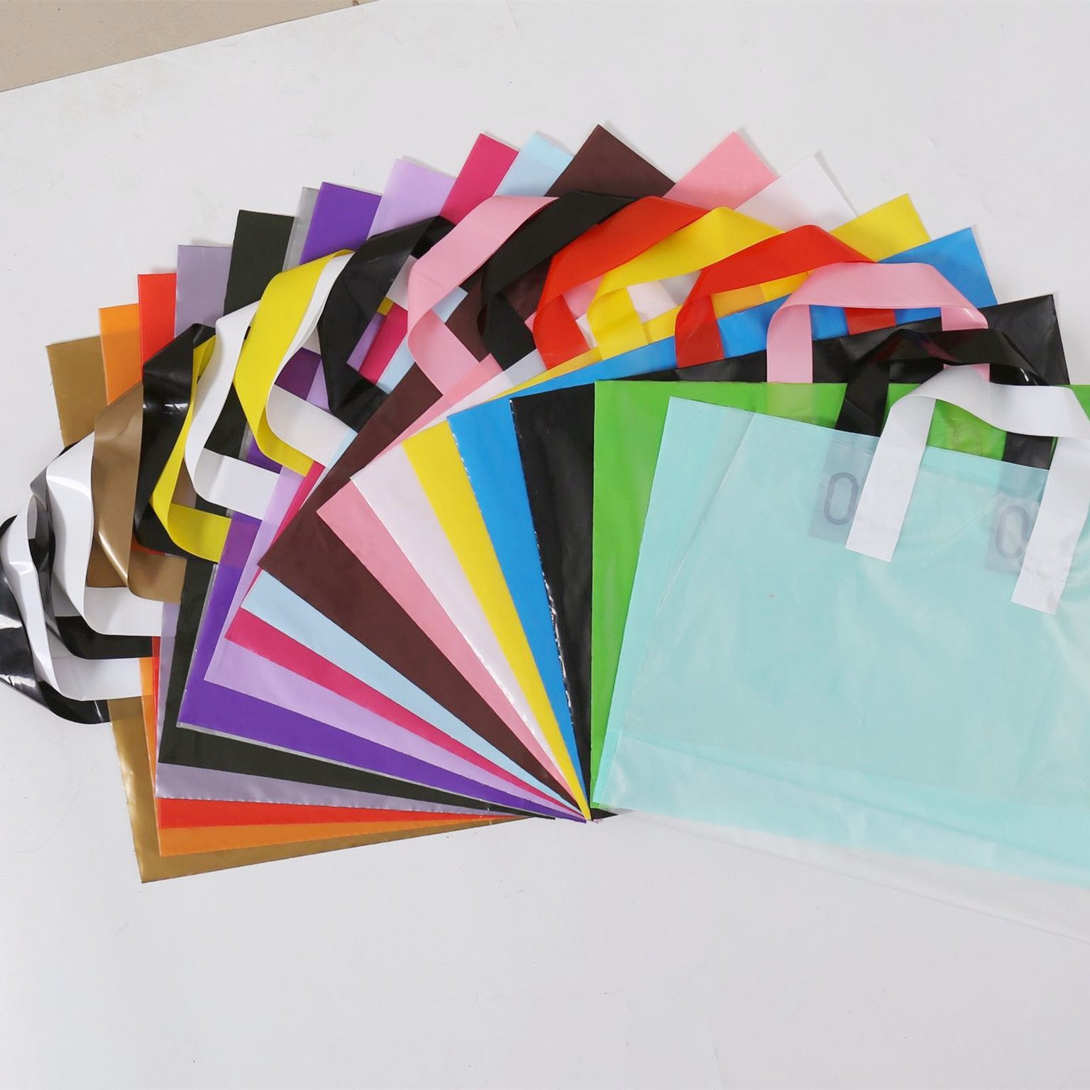 MU High Quality Custom Color Logo Size Shopping Bags With Logos Handle Plastic Bag Shopping Plastic Bags