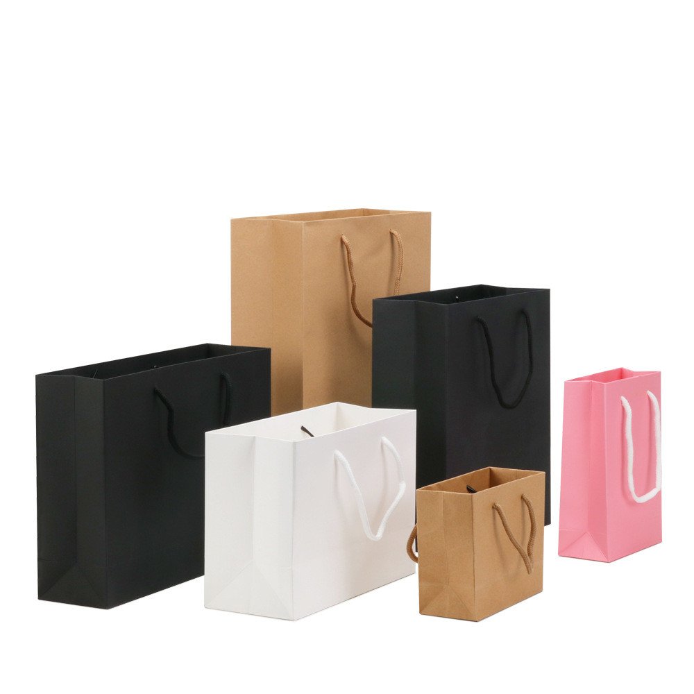 YC 2021 High Quality Cheap Colorful Paper Shopping Bags Solid Color With Handle Brown Kraft Paper Bags