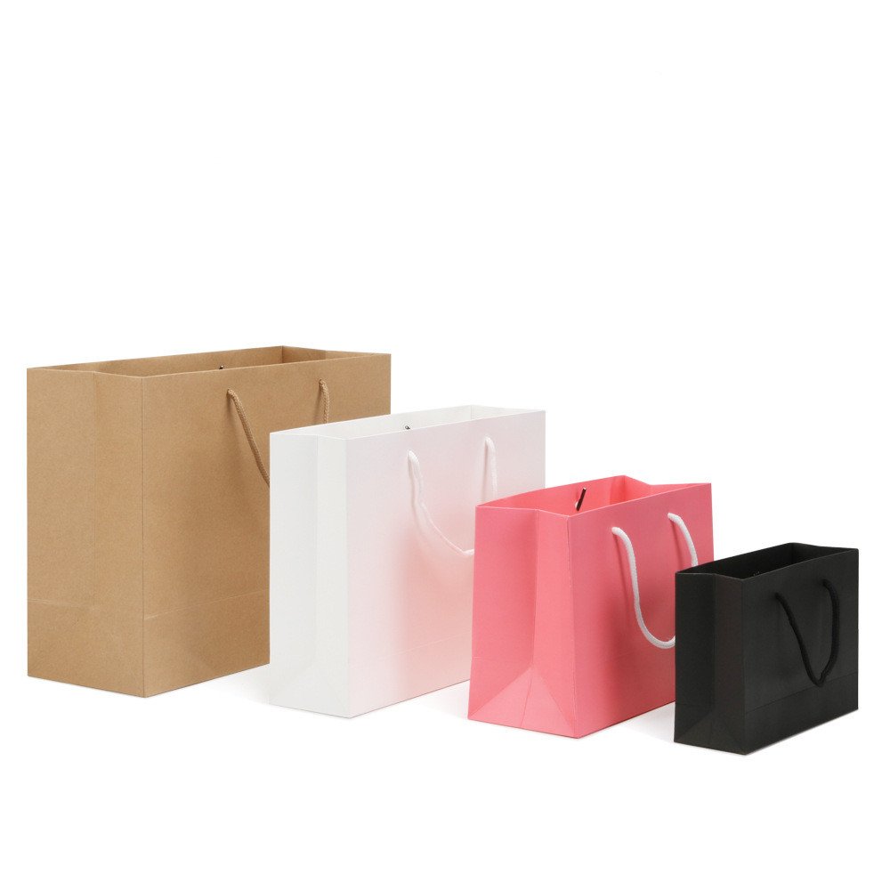 YC 2021 High Quality Cheap Colorful Paper Shopping Bags Solid Color With Handle Brown Kraft Paper Bags