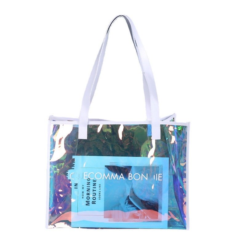 eco-friendly plastic pvc bag with logo printed custom deign holographic shopping bag laser gift packing bag