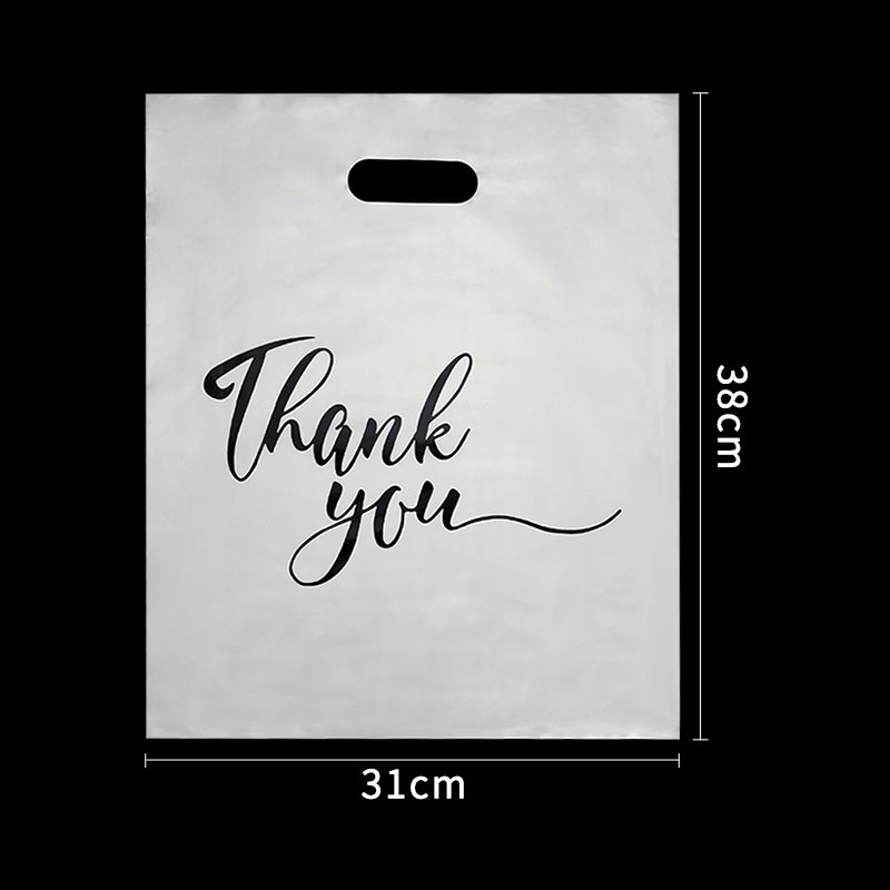 customized packing shopping bags LDPE Fold Over Die Cut Handle Custom Retail Merchandise plastic bags
