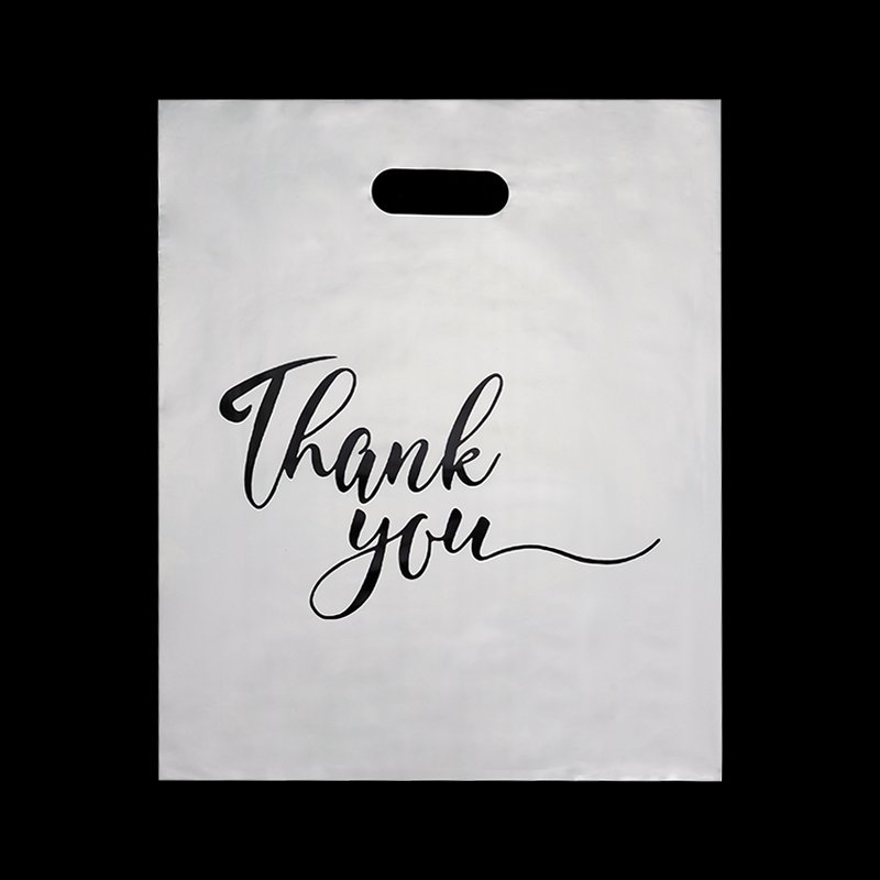 customized packing shopping bags LDPE Fold Over Die Cut Handle Custom Retail Merchandise plastic bags