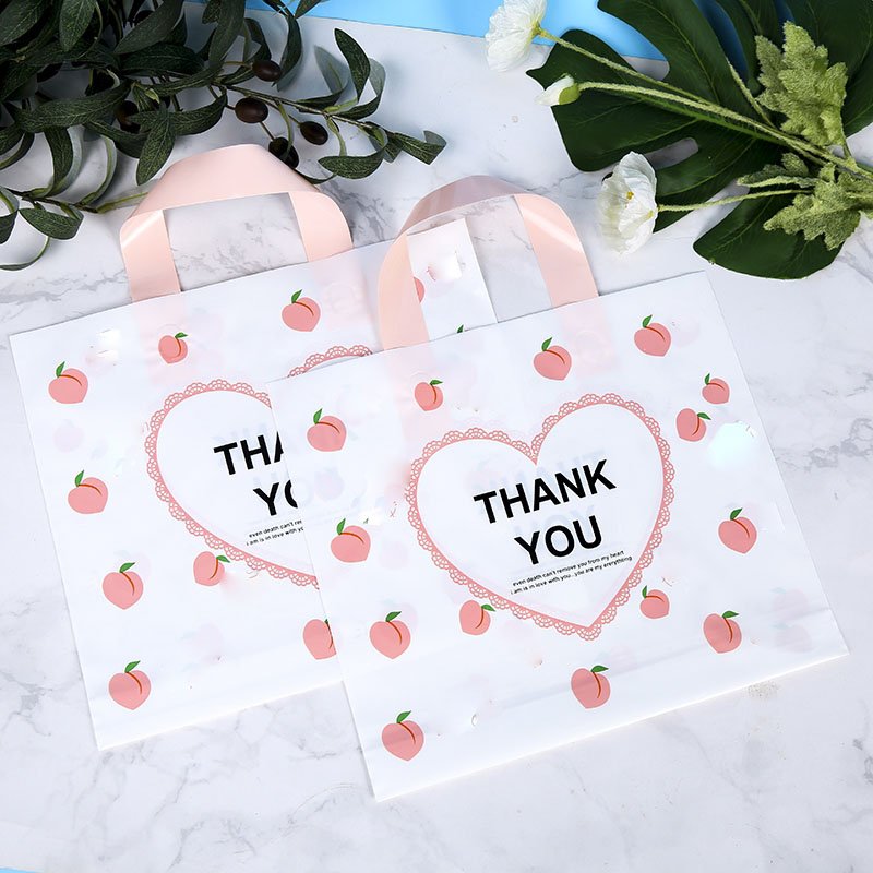 Durable Die Cut Poly Bag Made of Eco-Friendly Material Thank You Logo Design for Shopping Clothing Die Cut Plastic Bags
