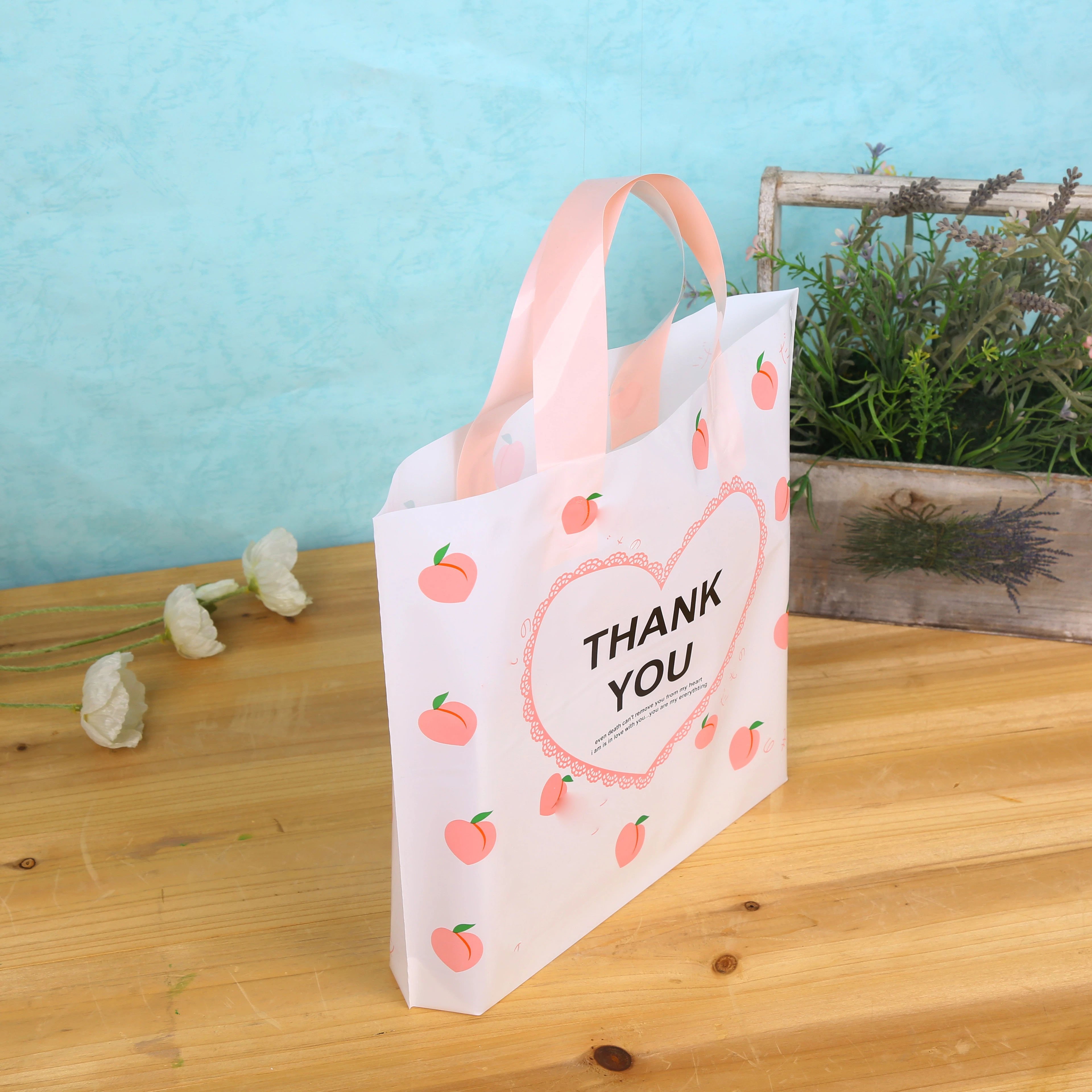 Durable Die Cut Poly Bag Made of Eco-Friendly Material Thank You Logo Design for Shopping Clothing Die Cut Plastic Bags