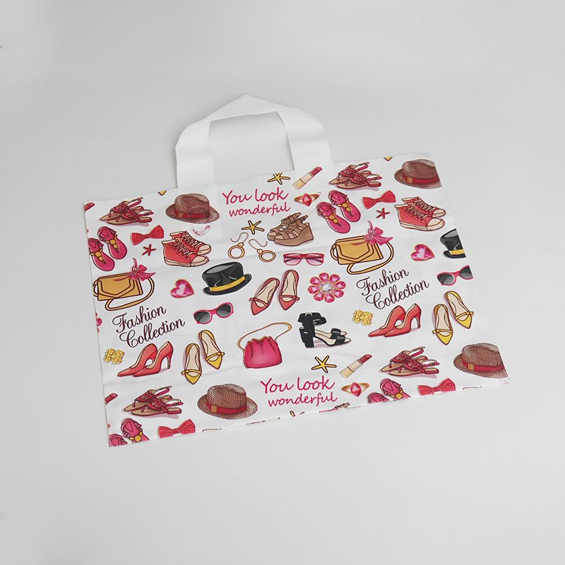 Hot sale Printed Shopping Bag Tote Handle Bag Grocery Bag Recyclable Plastic Accept Heavy Duty Packaging Gift Garment Customized