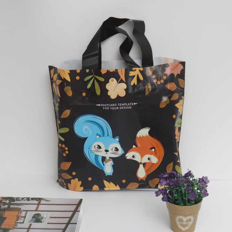 Hot sale Printed Shopping Bag Tote Handle Bag Grocery Bag Recyclable Plastic Accept Heavy Duty Packaging Gift Garment Customized