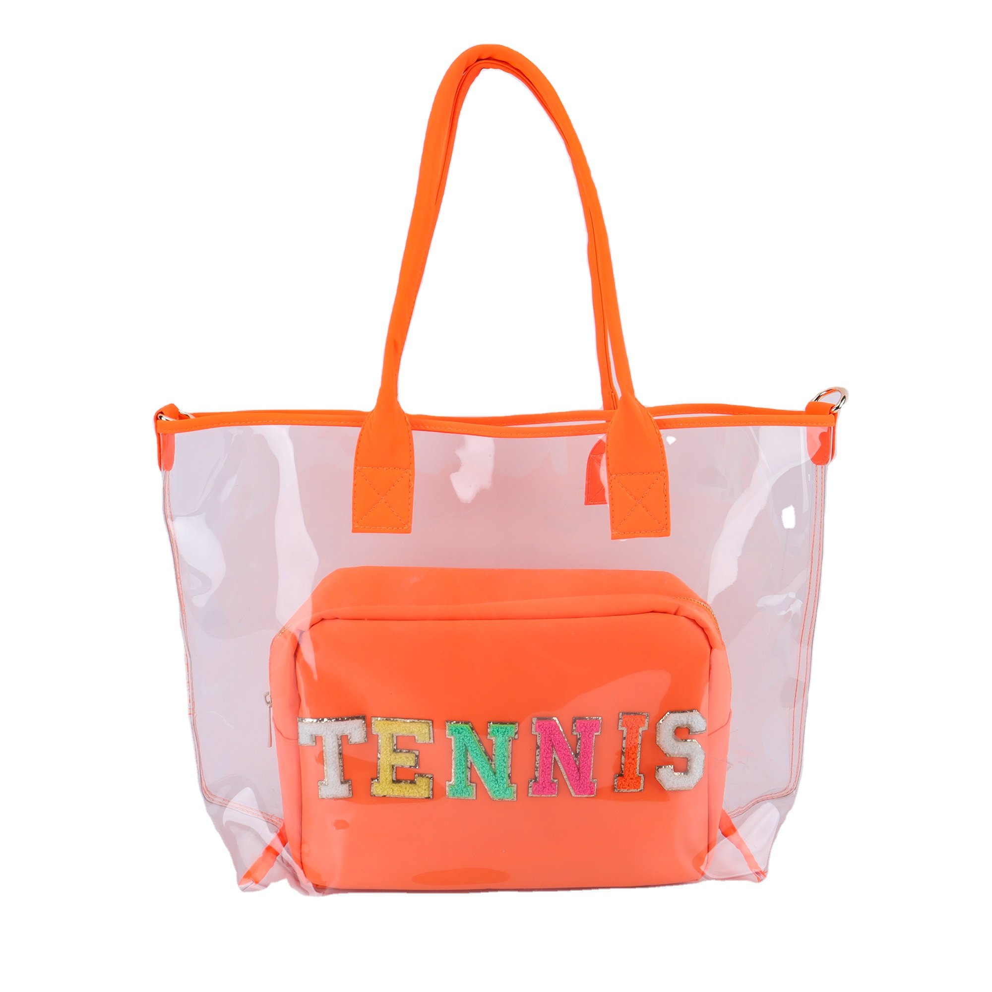 2024 Hot Selling New Fashion Transparent Clear Pvc Beach Bag Clear Packaging Bag Pvc Tote Shopping Bag With Printed Custom Logo
