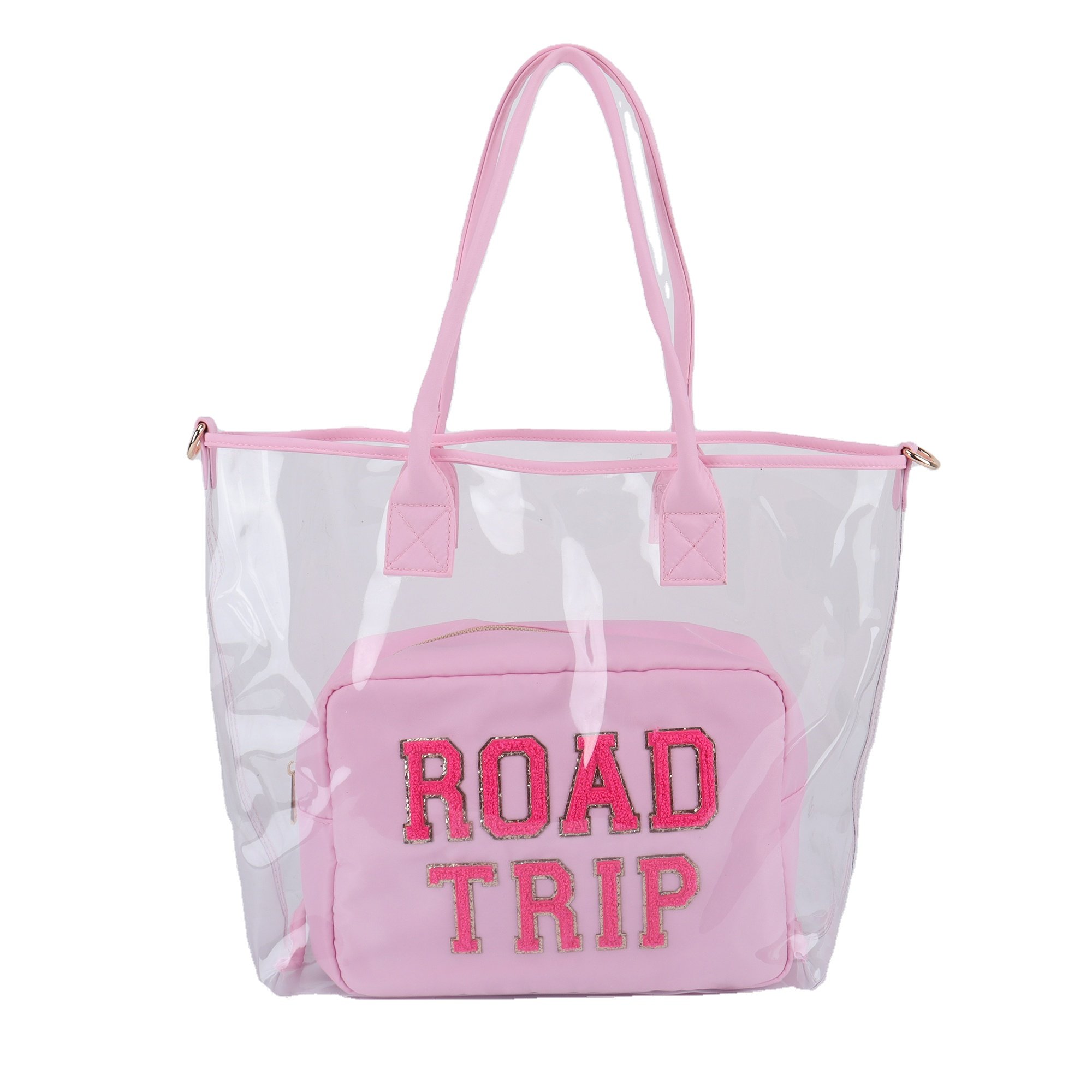 2024 Hot Selling New Fashion Transparent Clear Pvc Beach Bag Clear Packaging Bag Pvc Tote Shopping Bag With Printed Custom Logo
