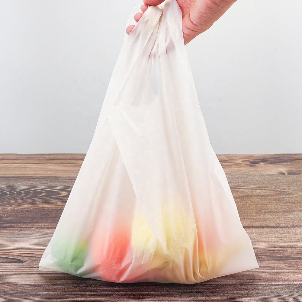 Direct Selling T-shirt Bag compostable biodegradable t-shirt Plastic Shopping Bag for Household Products
