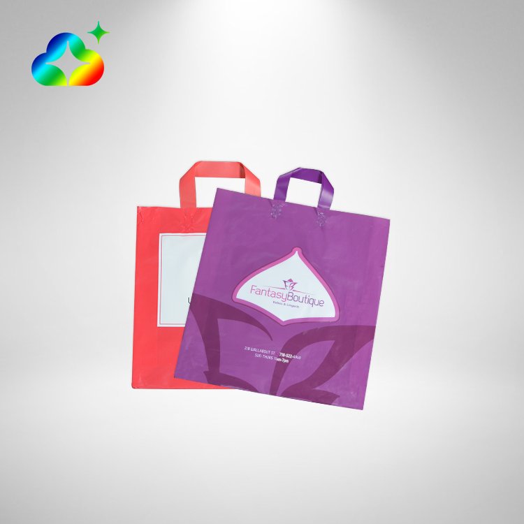 Custom Brand Logo Printed Luxury Packaging Reusable Biodegradable Shop Boutique GiftsTote Handle Plastic Bags For Business