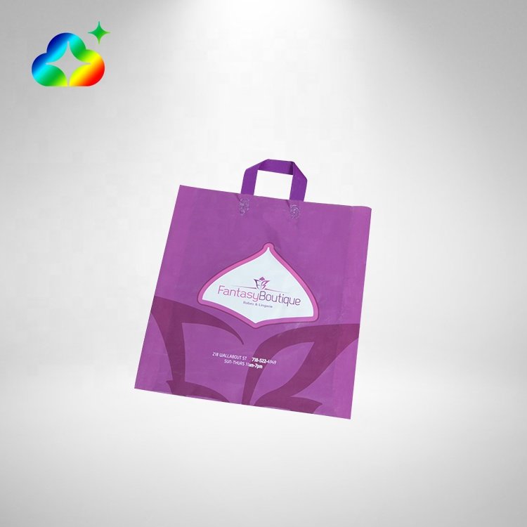 Custom Brand Logo Printed Luxury Packaging Reusable Biodegradable Shop Boutique GiftsTote Handle Plastic Bags For Business
