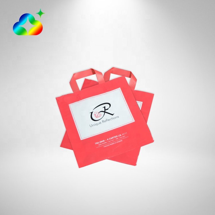 Custom Brand Logo Printed Luxury Packaging Reusable Biodegradable Shop Boutique GiftsTote Handle Plastic Bags For Business