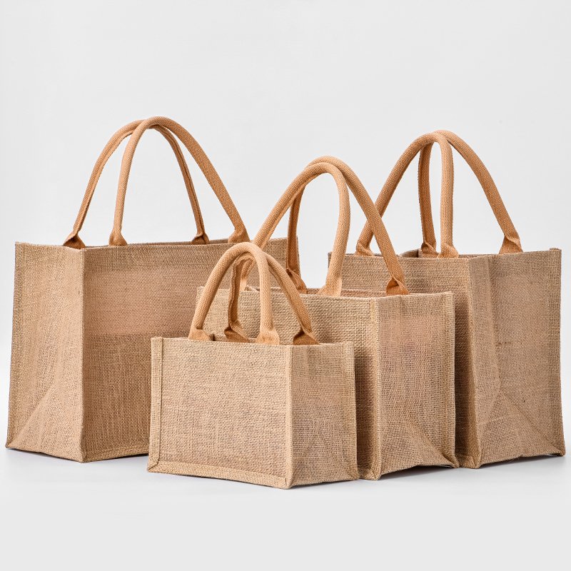Natural Burlap Reusable Grocery Shopping Bridesmaid Online Wholesale Packing Tote Jute Bag
