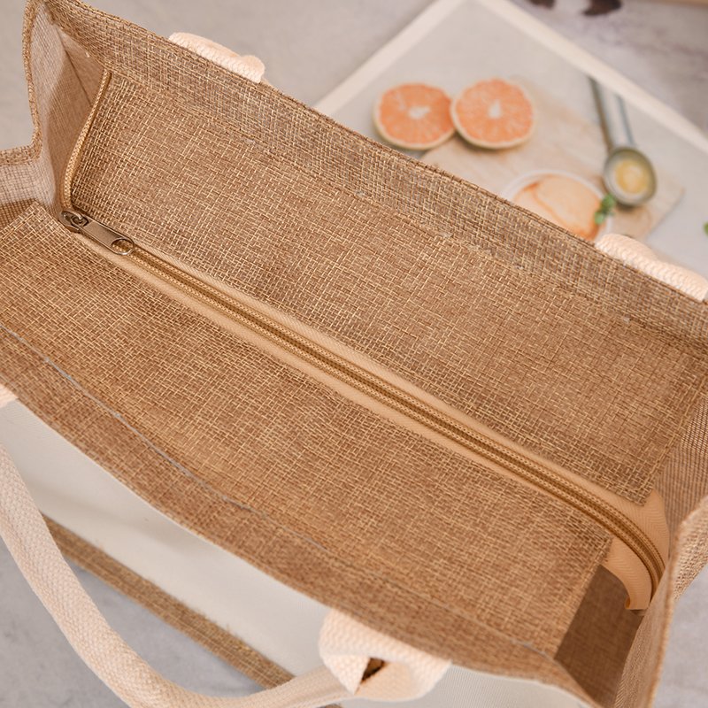 Natural Burlap Reusable Grocery Shopping Bridesmaid Online Wholesale Packing Tote Jute Bag