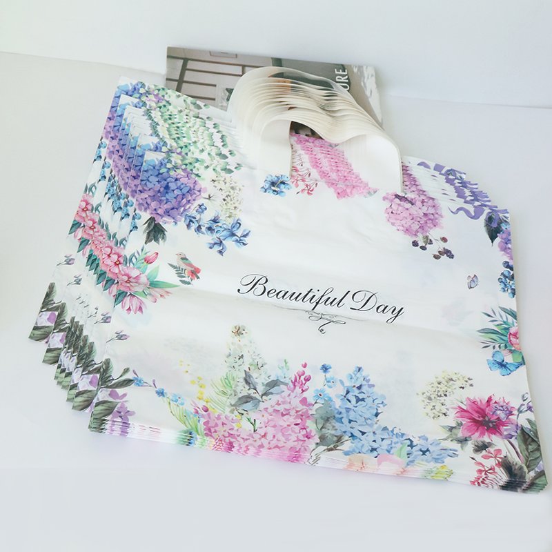 45cm*40cm Durable Heavy Duty Shopping Bag Bottom Gusset Plastic Packaging Soft Loop Handle Folding Gift Bags for Apparel