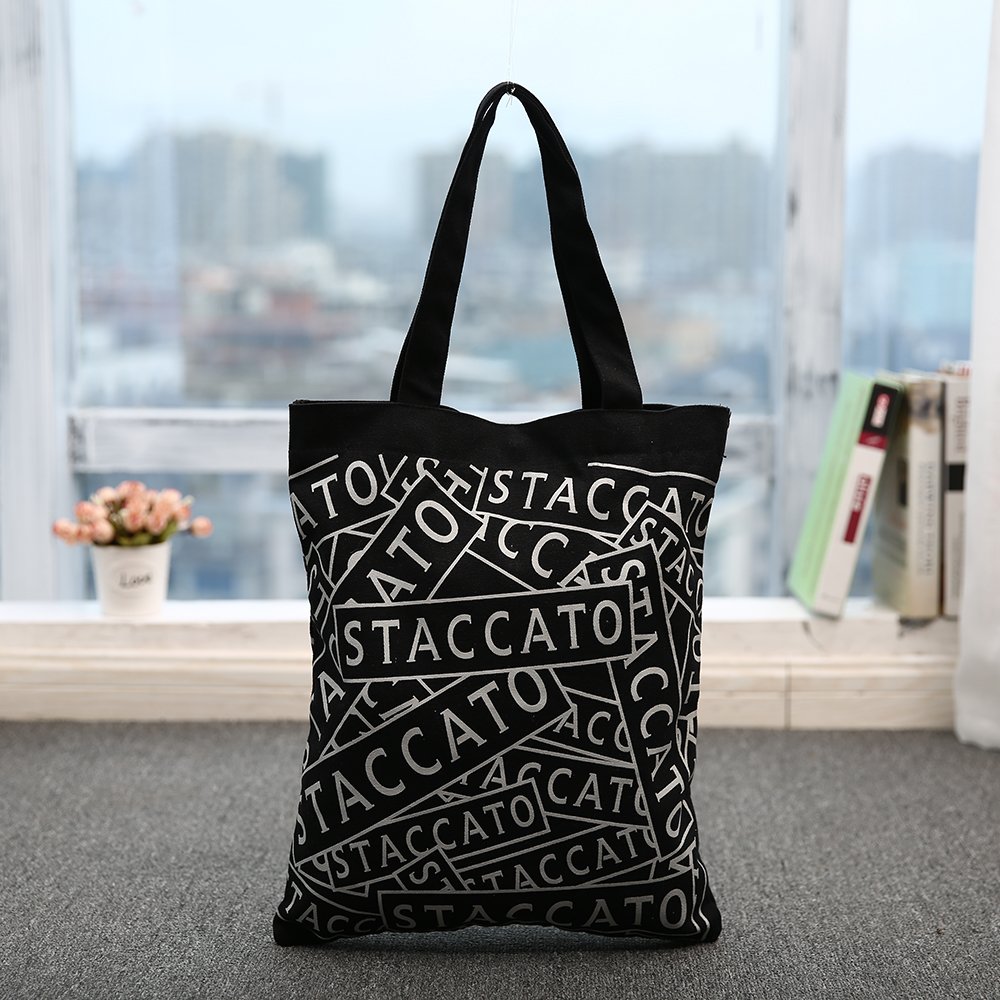 New Design Unisex Canvas Shopping Bag Casual Tote with Two Handles Open Closure Fast Shipping